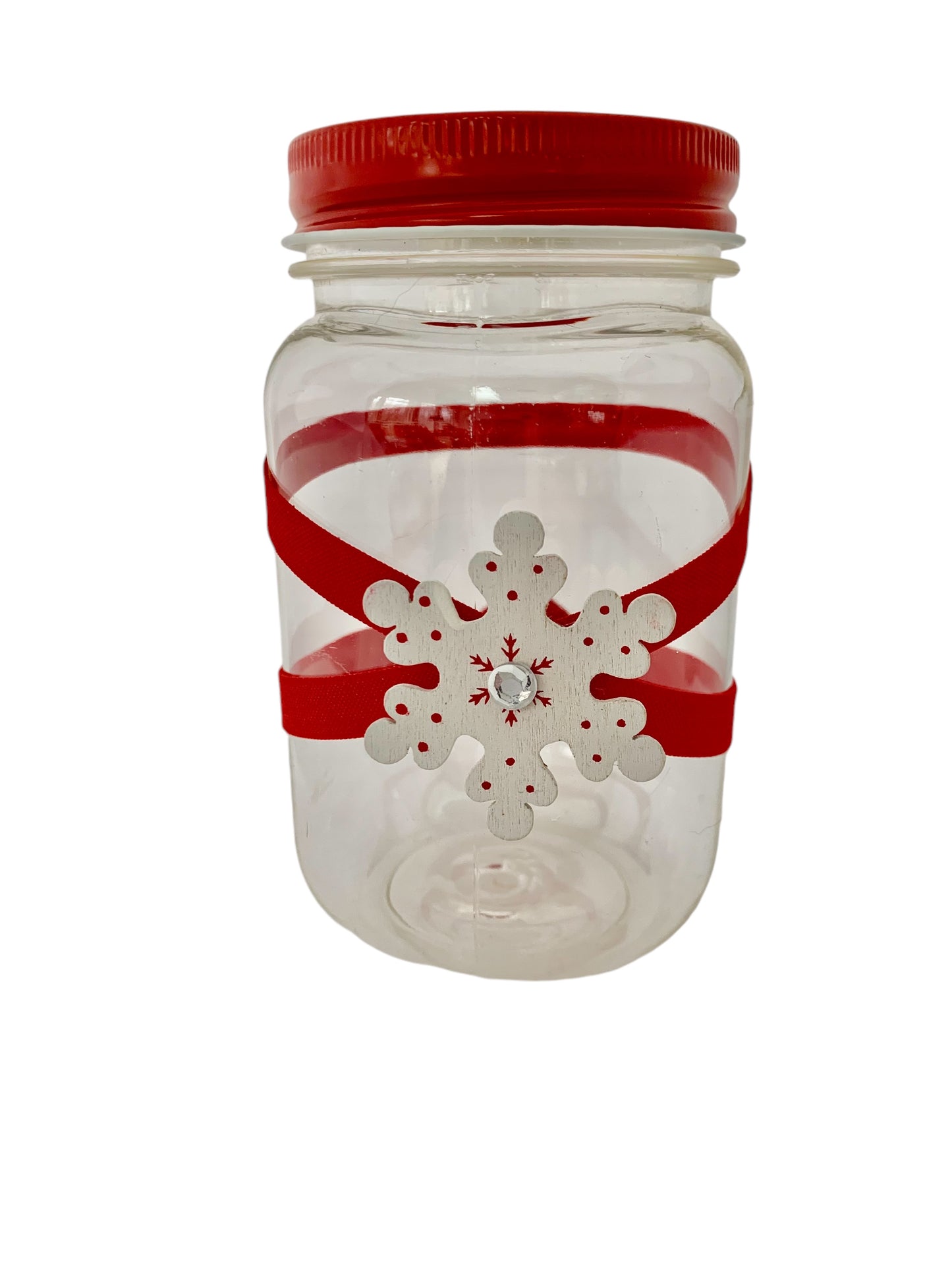 Large Jar Christmas Holiday Red White Wooden Snowflake Stocking Stuffer Children's Table Party Candy Favor FREE SHIPPING