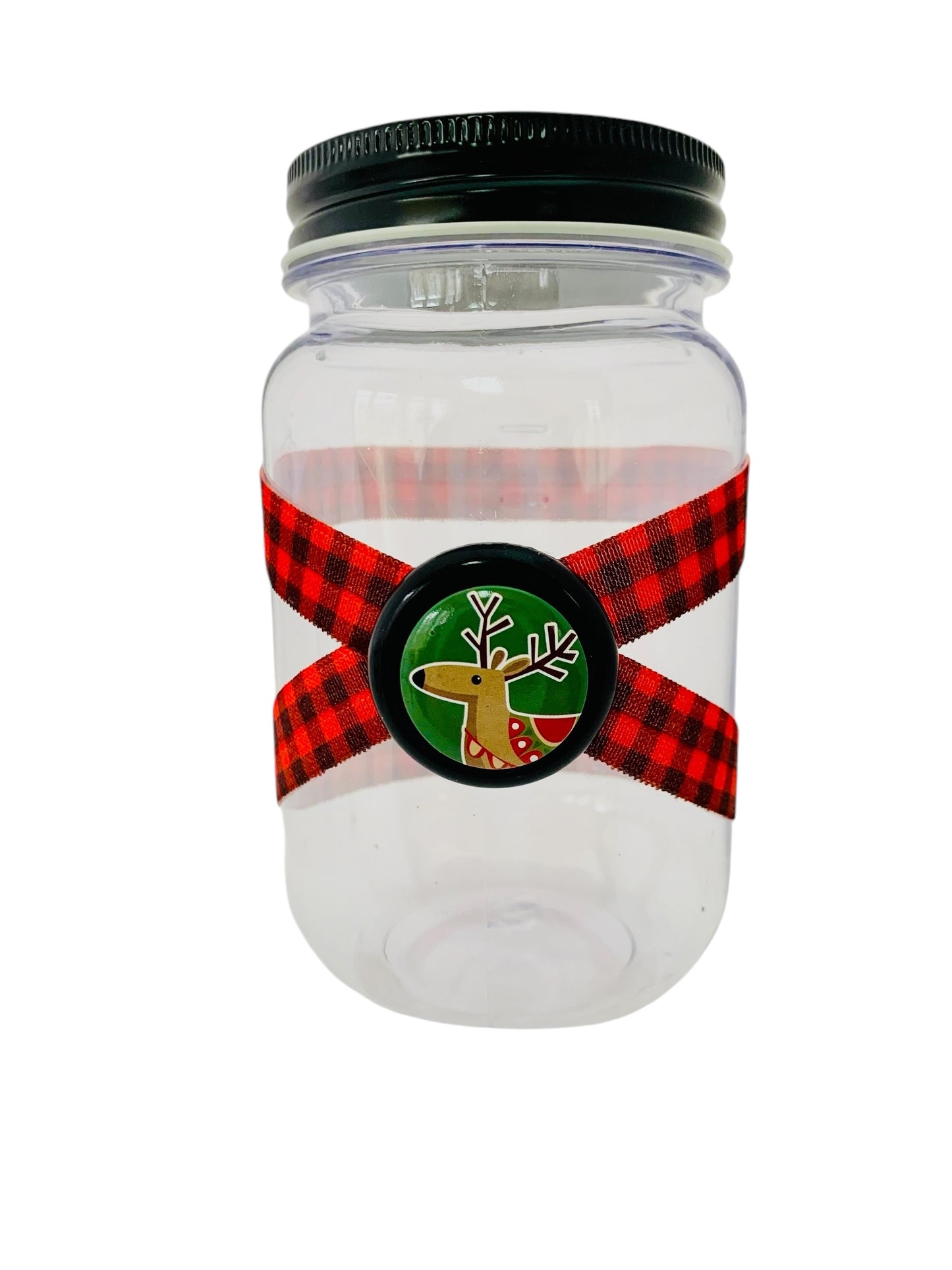 Large Jar Christmas Holiday Red Black Buffalo Plaid Reindeer Stocking Stuffer Children's Table Party Candy Favor FREE SHIPPING