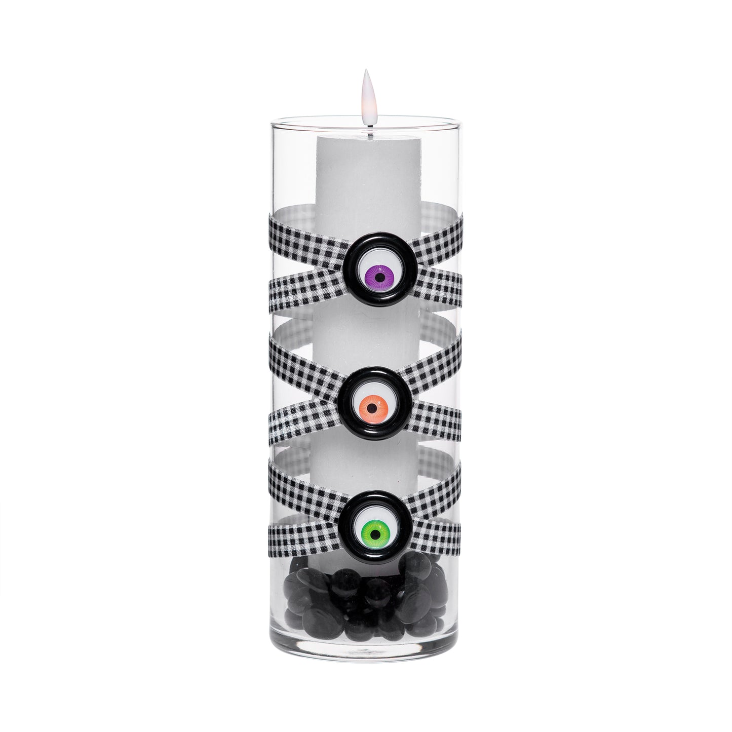 3.5" x 9.5" Vase Black White Buffalo Plaid 5X 6 Purple Orange Green Black Googly Minion Eyes Halloween Collection Complete Set FREE SHIPPING