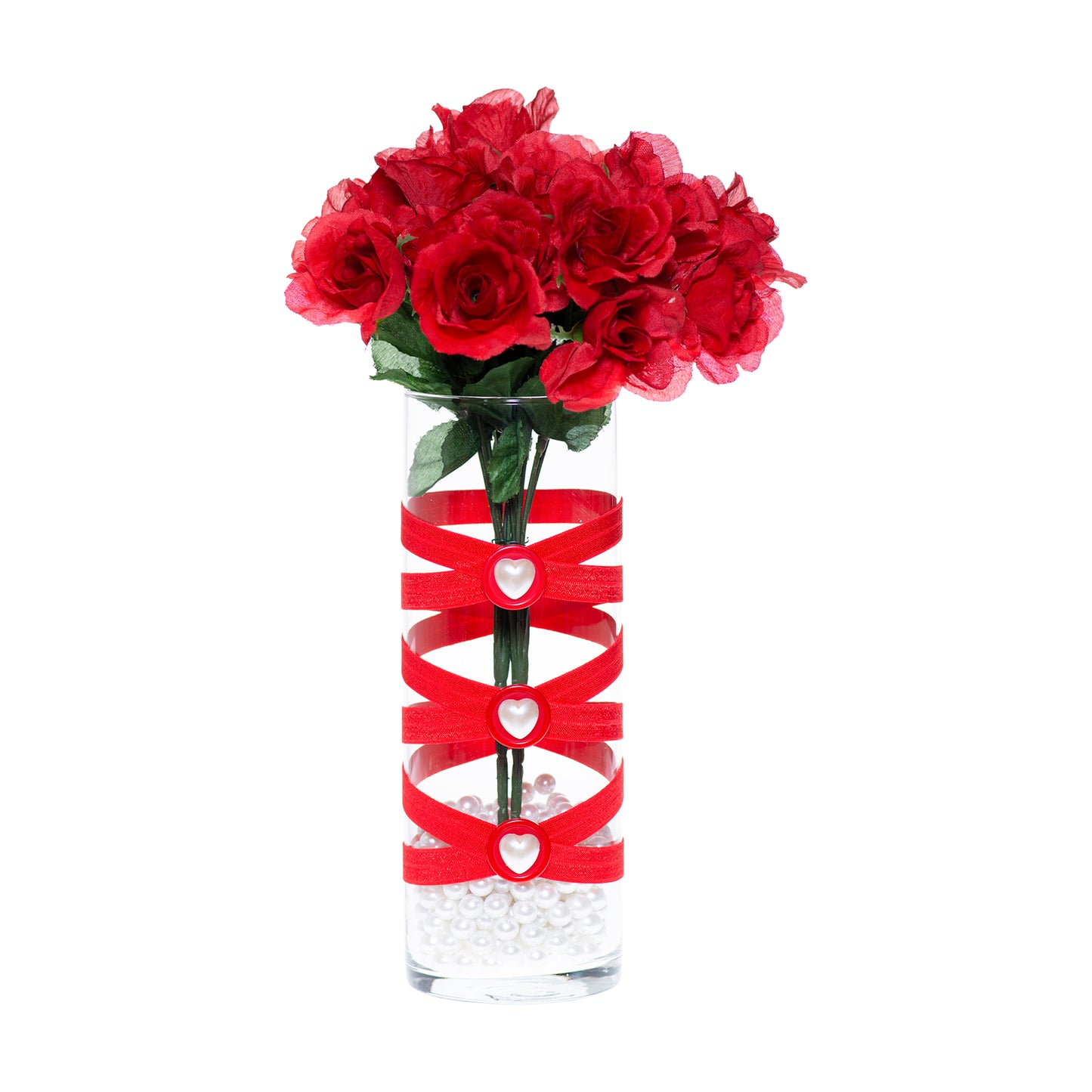 3.5" x 9.5" Vase Red 5X 5 White Pearl Heart Valentine's Day Love Collection Complete Set FREE SHIPPING
