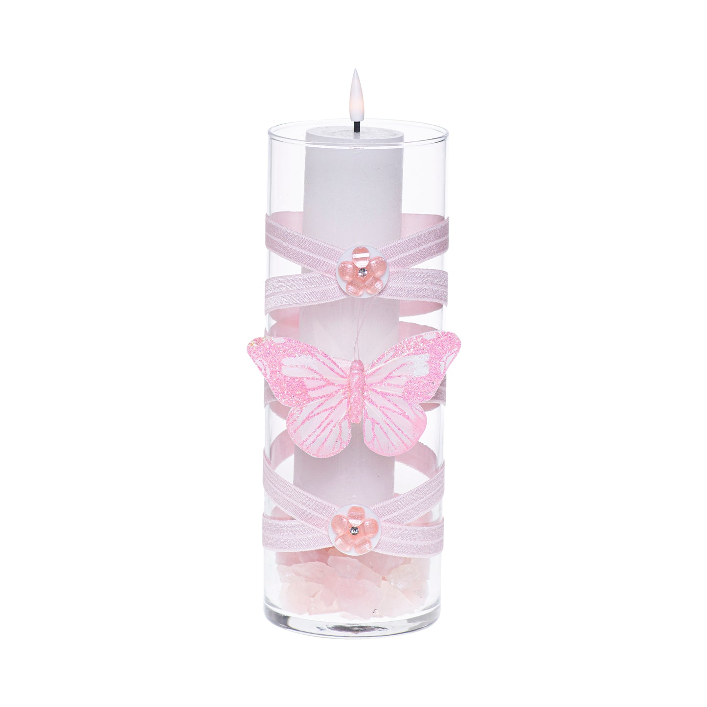 3.5" x 9.5" Vase Light Pink Rhinestone 5X 6 White Gem Flowers Floral Butterfly Mother's Valentine's Day Love Complete Collection FREE SHIPPING