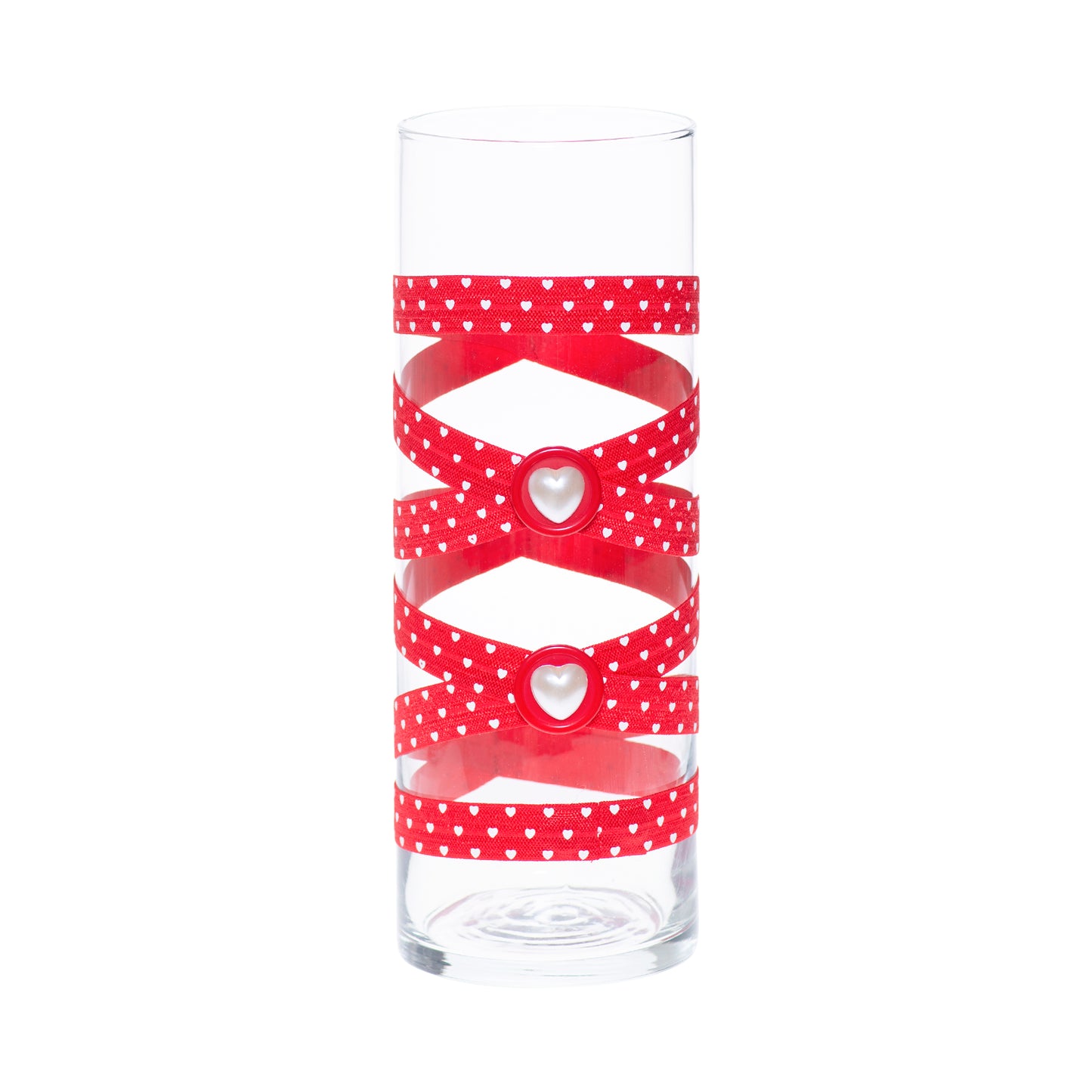 3.5" x 9.5" Vase Red White Hearts 5X 5 Pearl Hearts Valentine's Day Love Collection Complete Set FREE SHIPPING