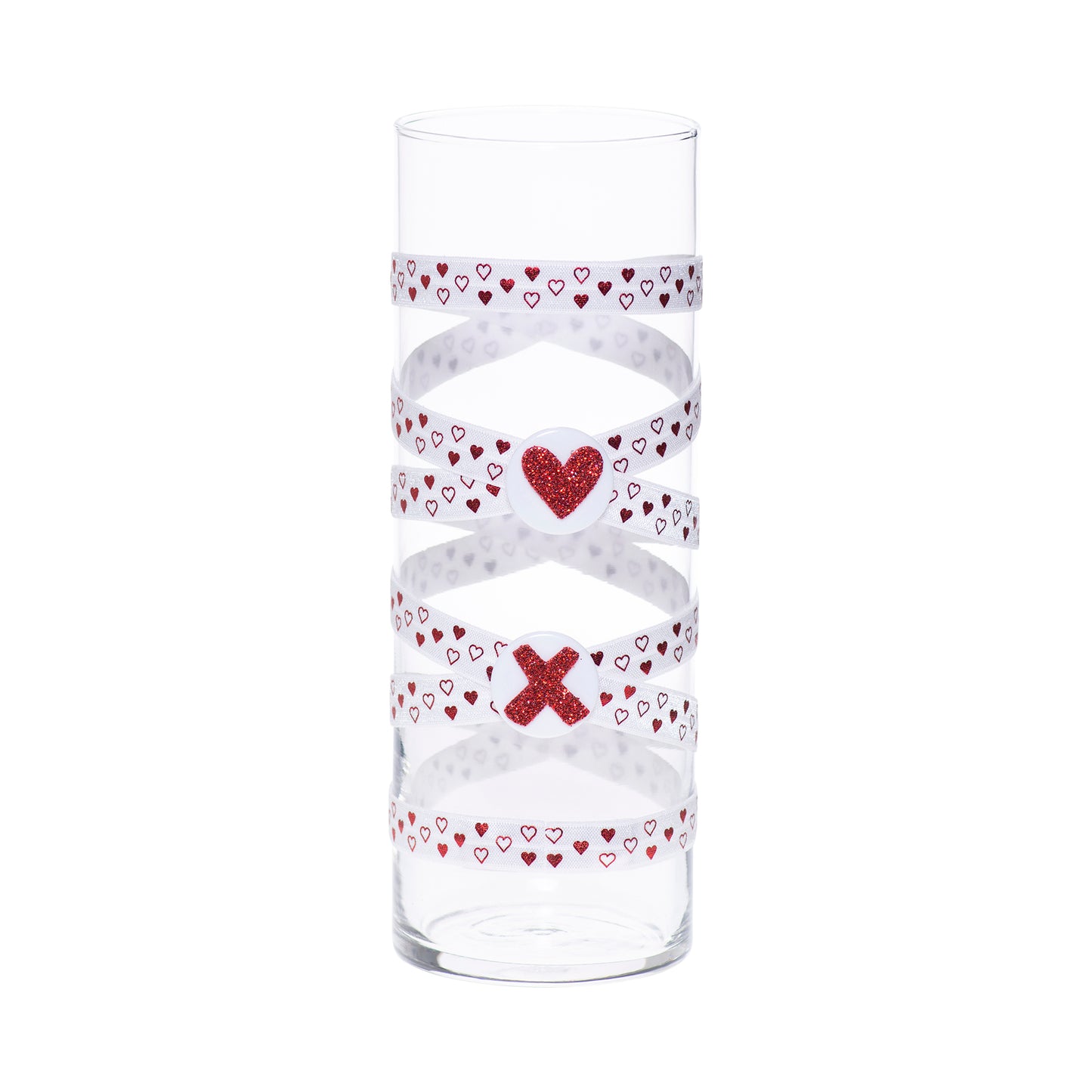 3.5" x 9.5" Vase White Red Shiny Hearts 5X 5 Medium XOX Lips Heart Valentine's Day Love Collection Complete Set FREE SHIPPING