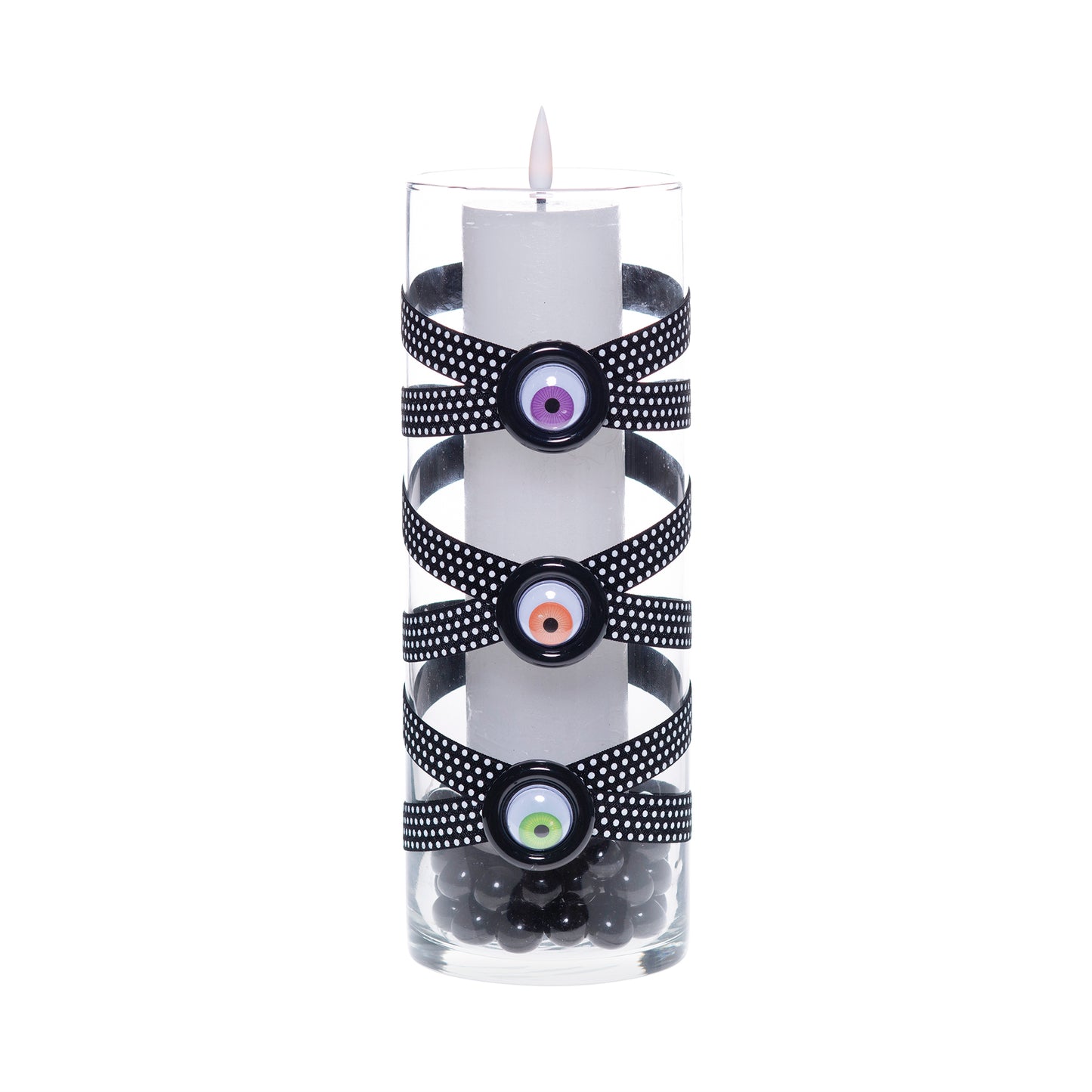 3.5" x 9.5" Vase Black White Polka Dot 5X 6 Purple Orange Green Black Googly Eyes Halloween Collection Complete Set FREE SHIPPING