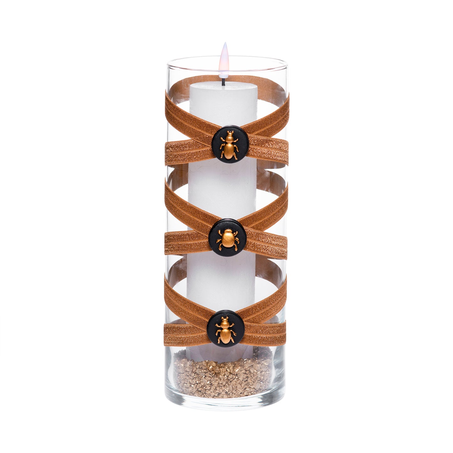 3.5" x 9.5" Vase Vicuna Brown 5X 6 Round Bronze Scarabs Halloween Collection Complete Set FREE SHIPPING