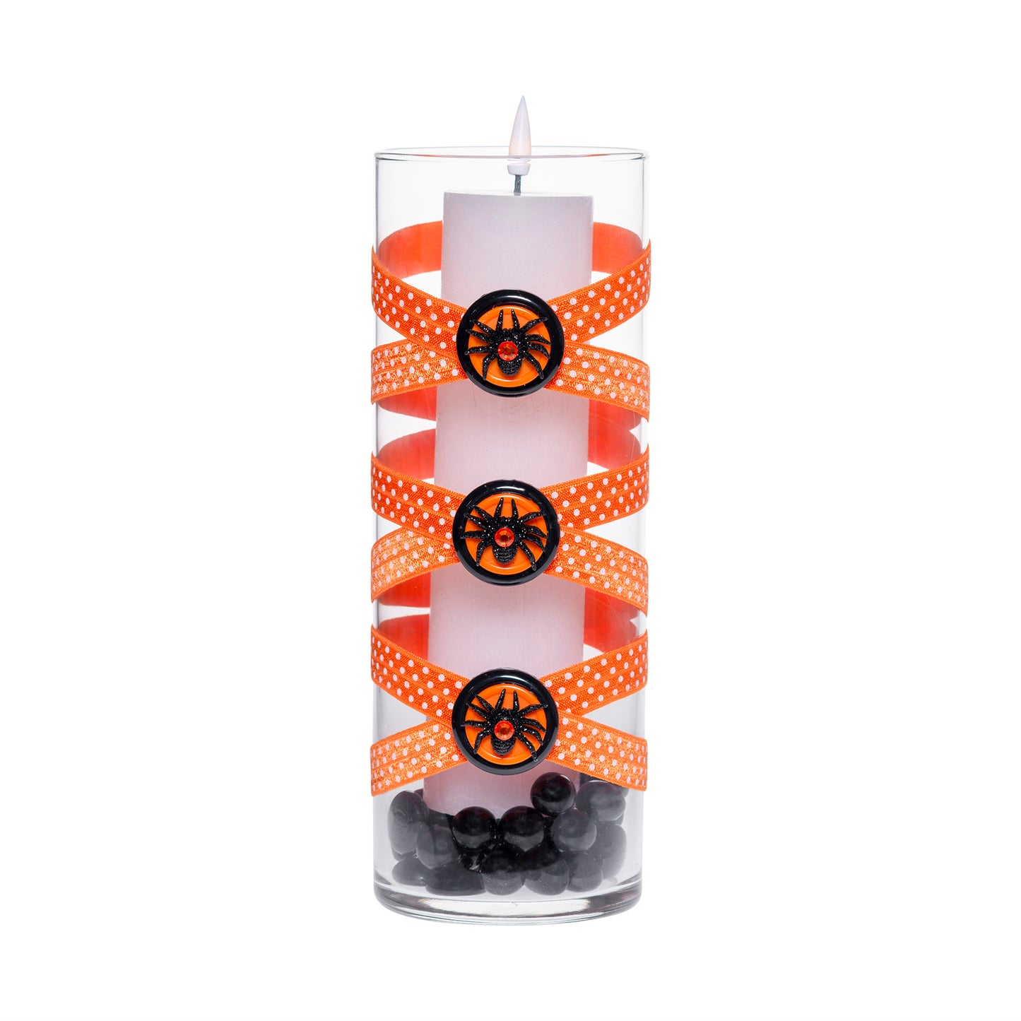 3.5" x 9.5" Vase Black White Plaid Orange Sparkly Spiders 5X Halloween Medium October Annual Collection Complete Set FREE SHIPPING