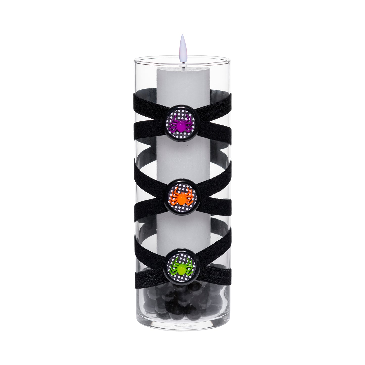 3.5" x 9.5" Vase Black 5X 6 Colorful Purple Orange Green Chartreuse Spiders Halloween Collection Complete Set FREE SHIPPING