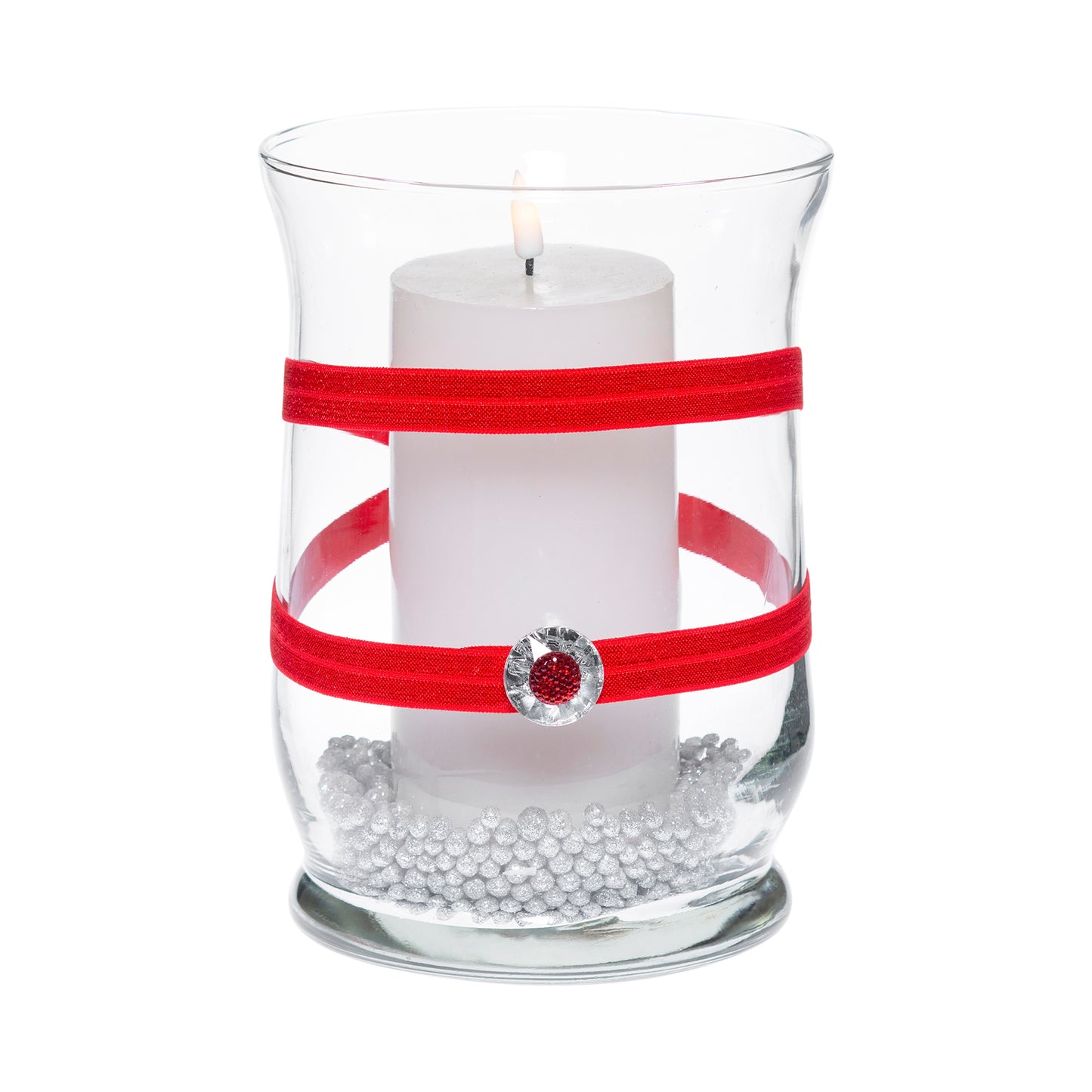 5.5" x 8" Hurricane Shiny Red 1X 2 Crystal Red Silver Star Holiday Collection Complete Set FREE SHIPPING