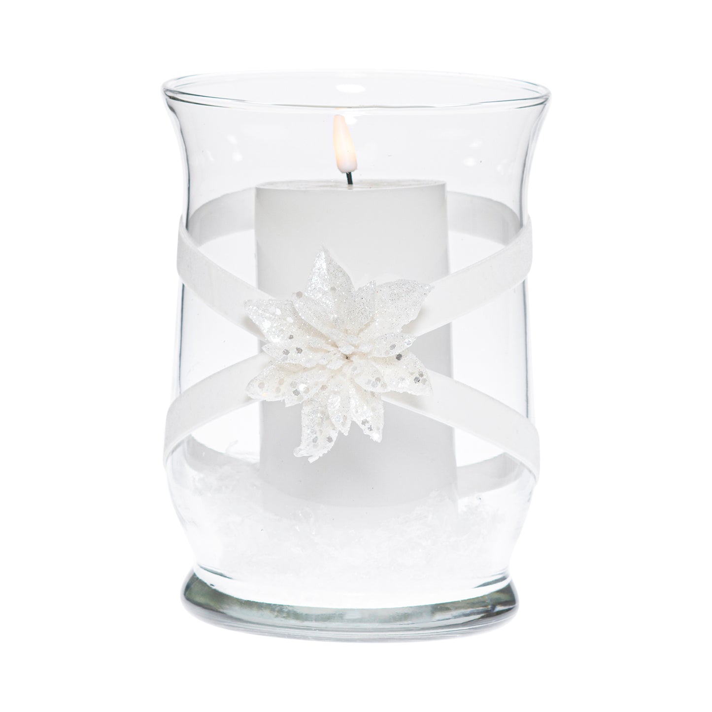5.5" x 8" Hurricane Ivory Velvet 1X 2 Glitter Poinsettia Holiday Collection Complete Set FREE SHIPPING