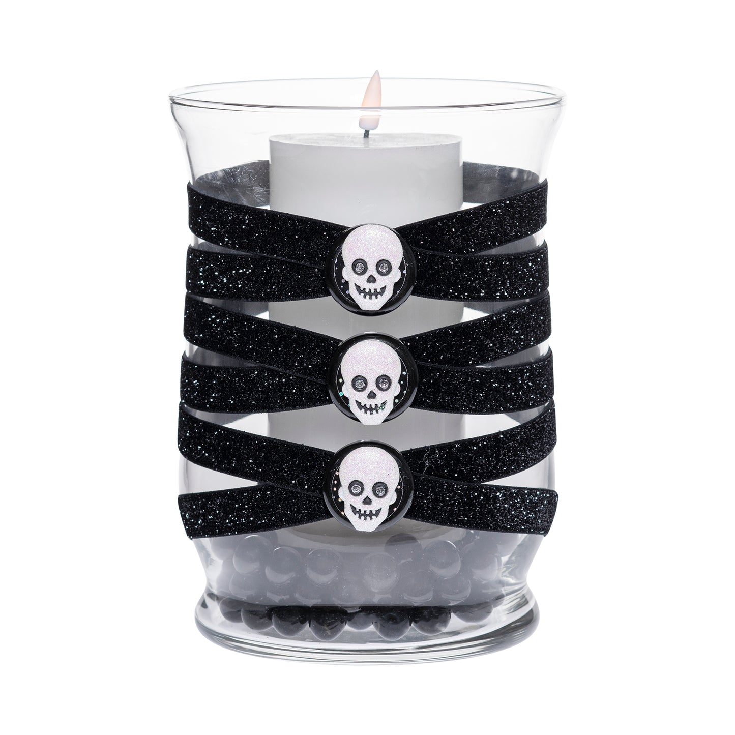 5.5" x 8" Hurricane Black Glitter 5X 6 Iridescent Skulls Halloween Collection Complete Set FREE SHIPPING