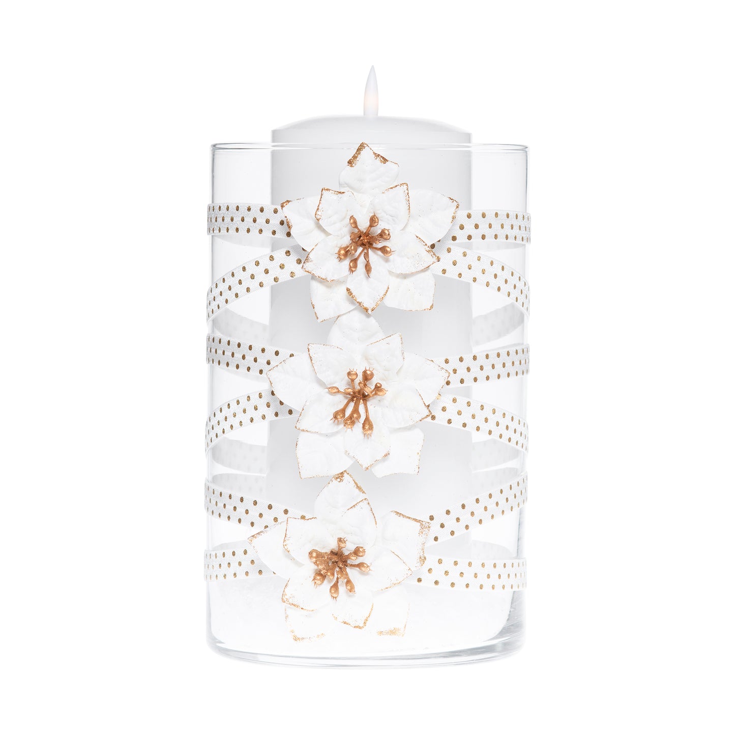 6" x 10" Cylinder White Gold Polka Dot 5X 6 Ivory Matte Poinsettia Holiday Collection Complete Set FREE SHIPPING