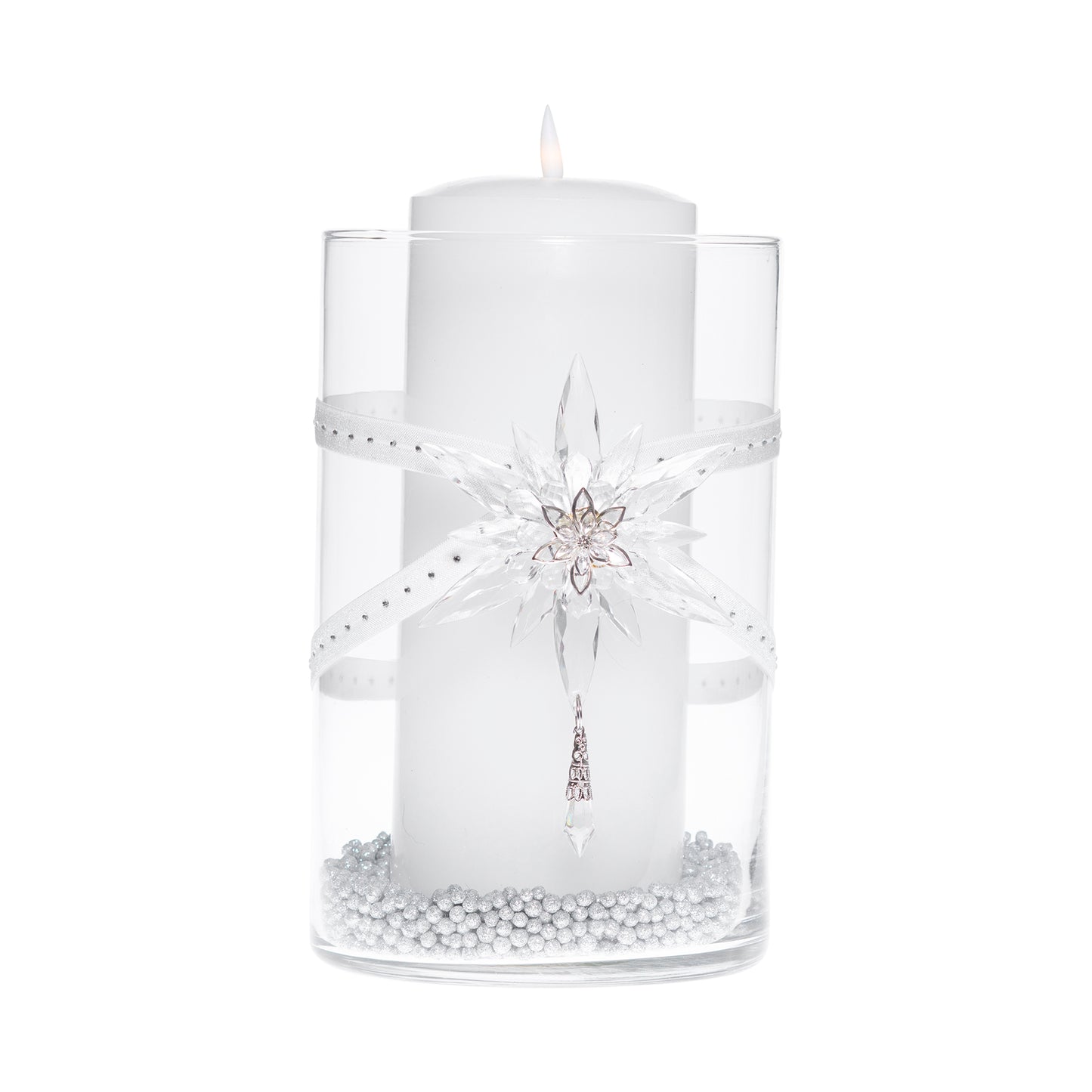 6" x 10" Cylinder White Rhinestone 1X 2 Crystal Silver Star Holiday Collection Complete Set FREE SHIPPING