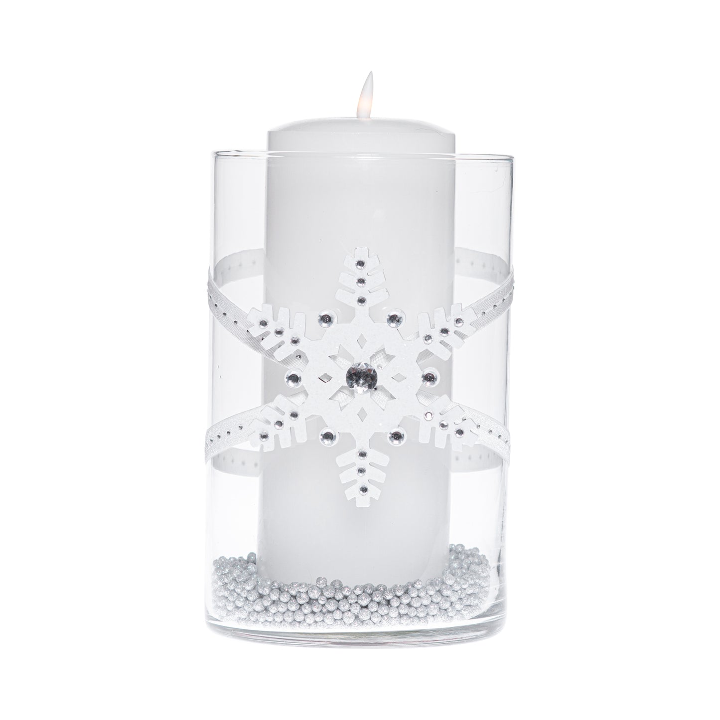 6" x 10" Cylinder White Silver Rhinestone 1X 2 White Gem Wooden Snowflake Holiday Collection Complete Set FREE SHIPPING