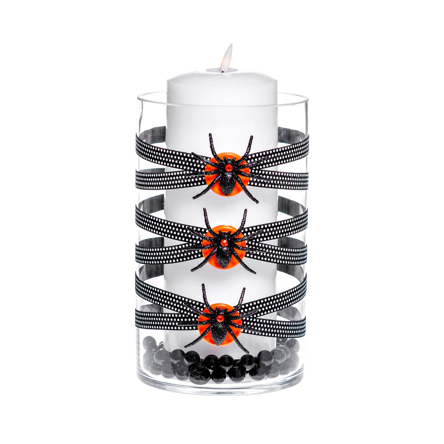 6" x 10" Cylinder Black White Polka Dot 5X 5 Orange Glitter Spiders Large Halloween Collection Complete Set FREE SHIPPING