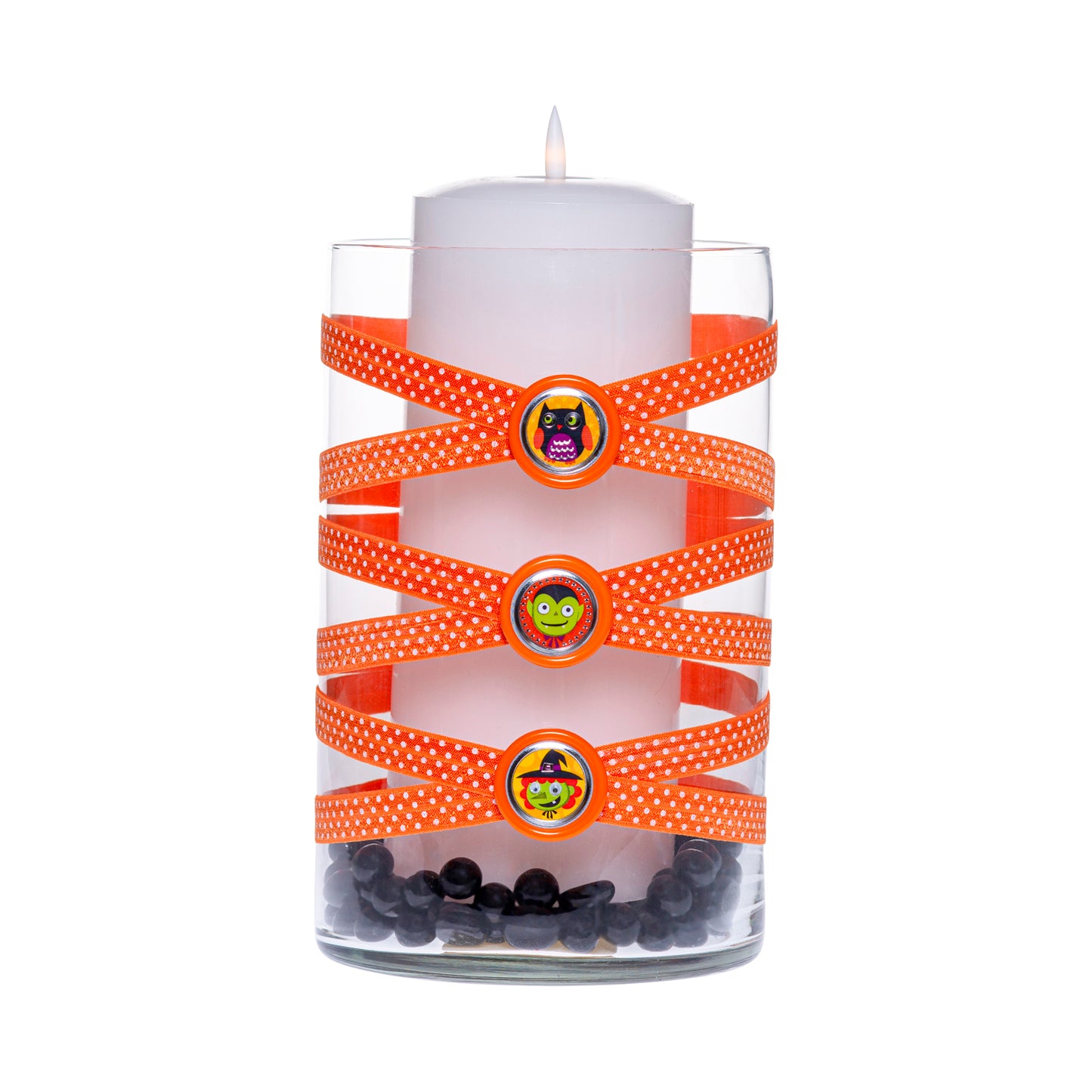 6" x 10" Cylinder Orange White Polka Dot 5X 6 Orange Icon Stickers Halloween Collection Complete Set FREE SHIPPING