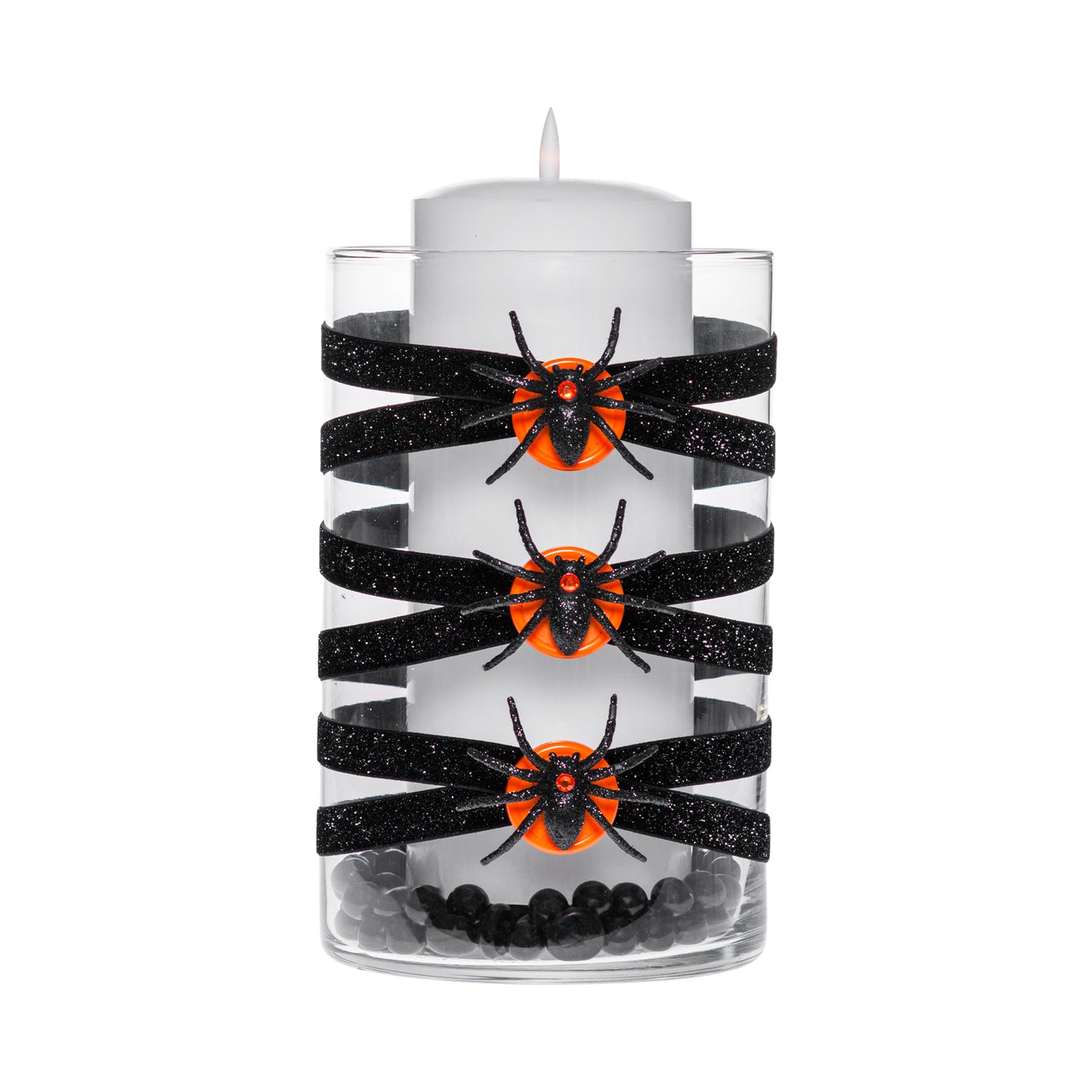 6" x 10" Cylinder Black Glitter 5X 5 Large Spiders Orange Halloween Collection Complete Set FREE SHIPPING
