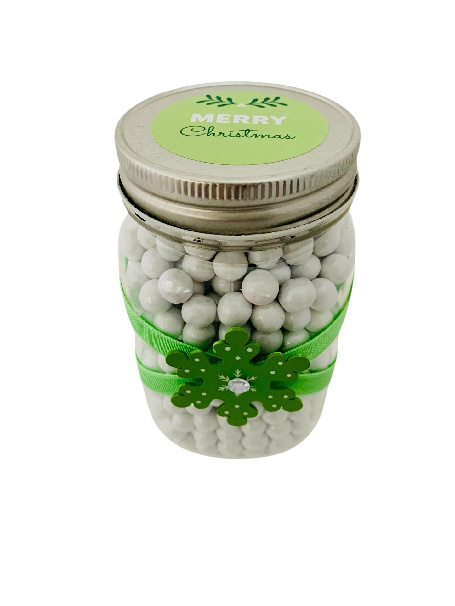 Large Jar Christmas Holiday Lime Green Wooden Snowflake Stocking Stuffer Children's Table Party Candy Favor FREE SHIPPING