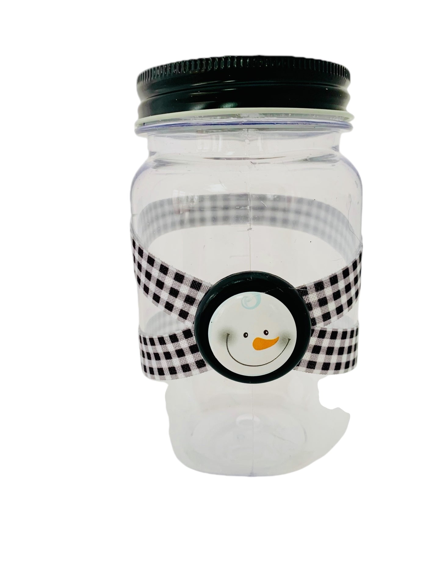Large Jar Christmas Holiday Black White Buffalo Plaid Frosty Snowman Stocking Stuffer Party Candy Favor Jar FREE SHIPPING
