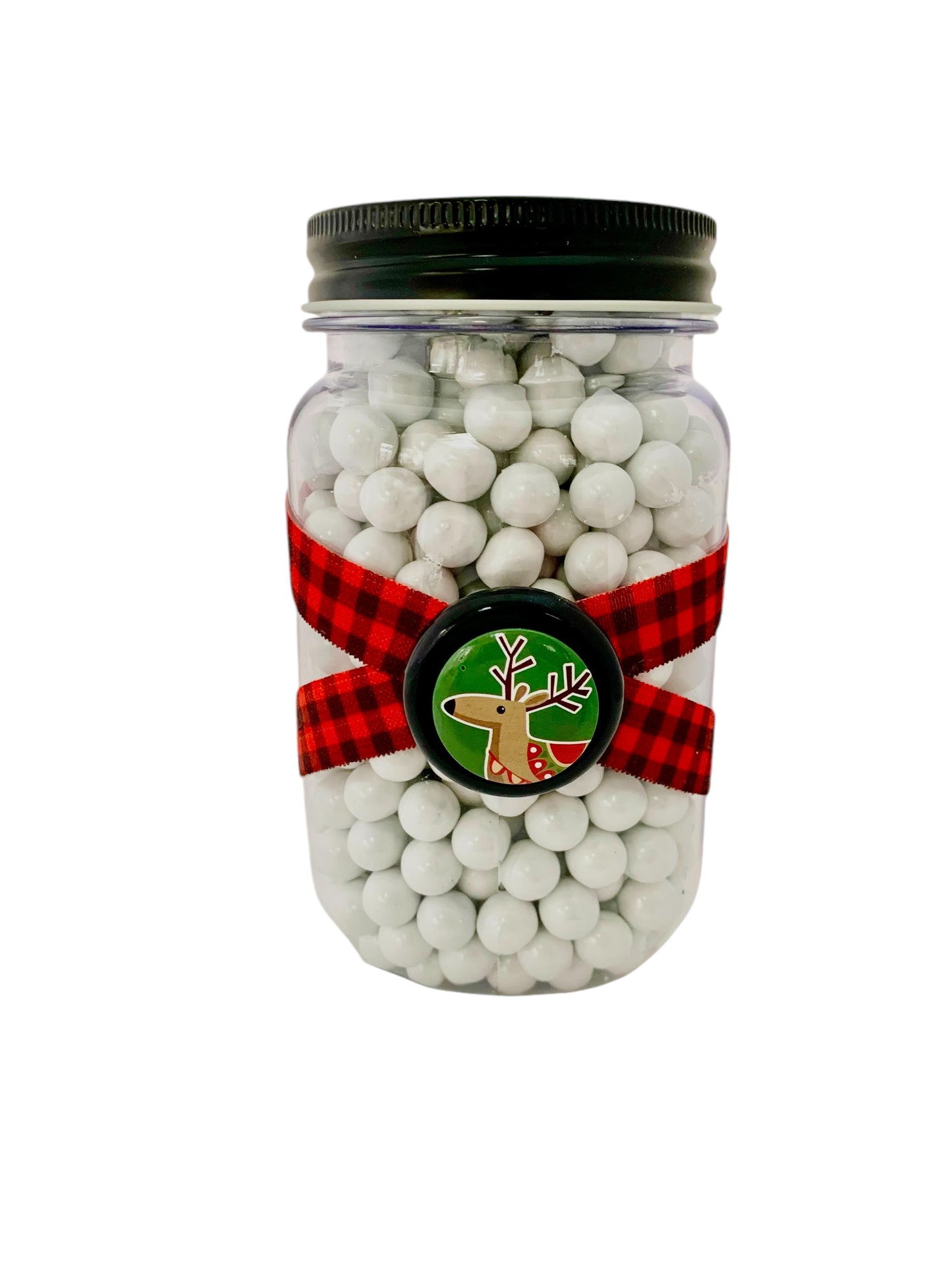 Large Jar Christmas Holiday Red Black Buffalo Plaid Reindeer Stocking Stuffer Children's Table Party Candy Favor FREE SHIPPING
