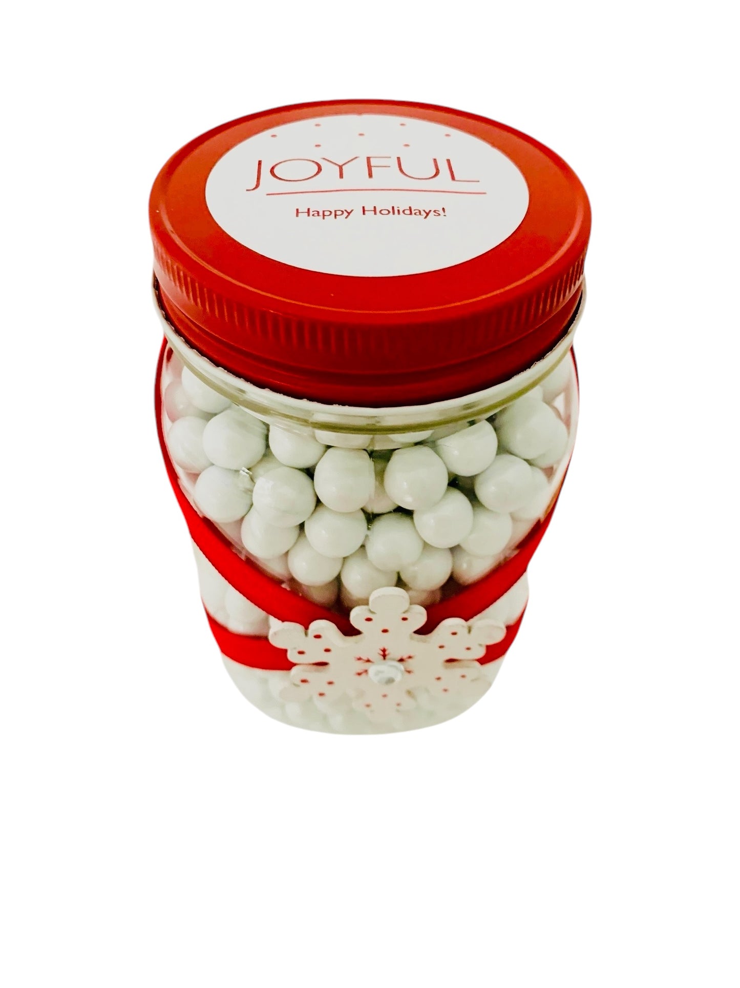 Large Jar Christmas Holiday Red White Wooden Snowflake Stocking Stuffer Children's Table Party Candy Favor FREE SHIPPING