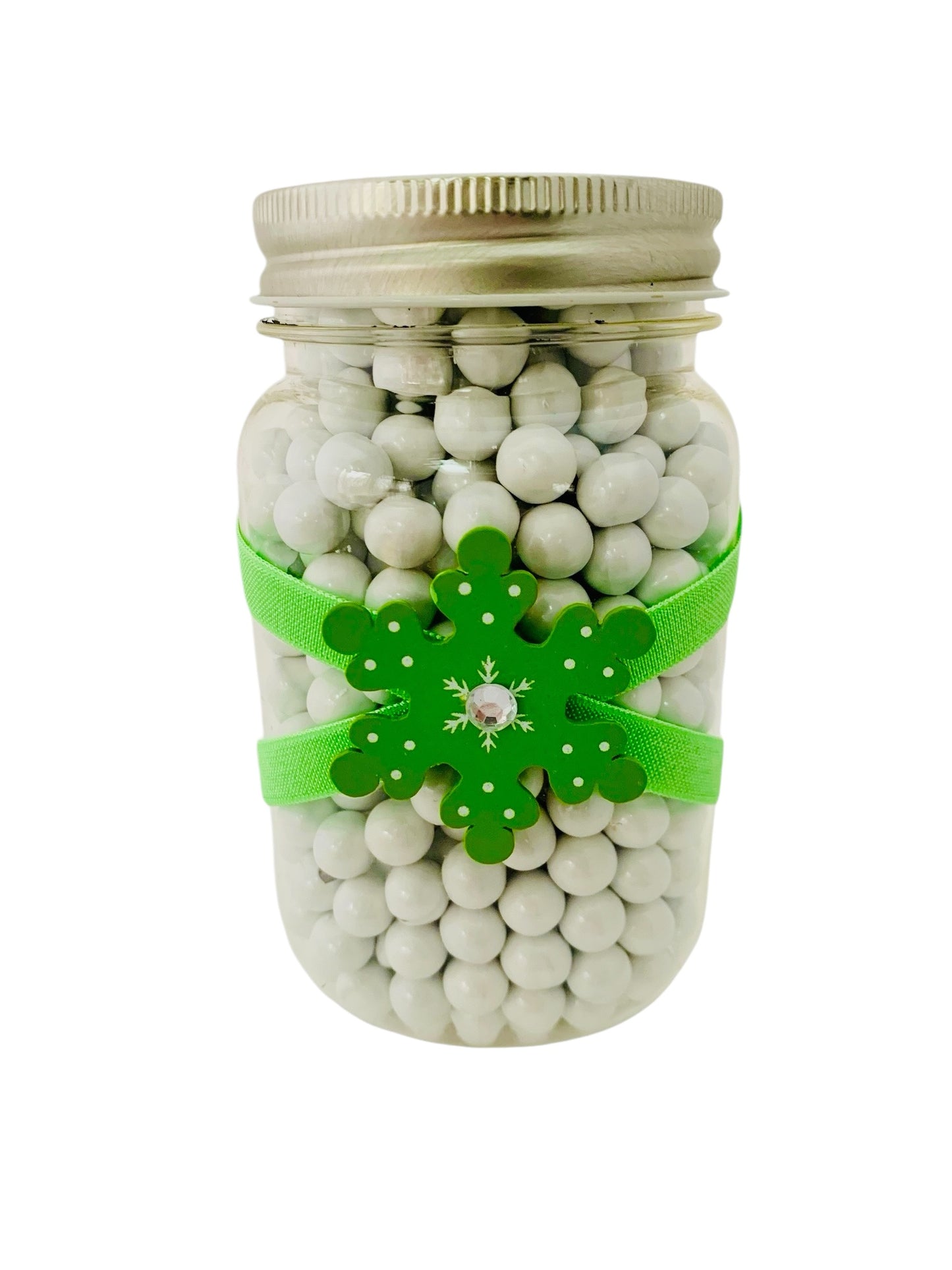 Large Jar Christmas Holiday Lime Green Wooden Snowflake Stocking Stuffer Children's Table Party Candy Favor FREE SHIPPING