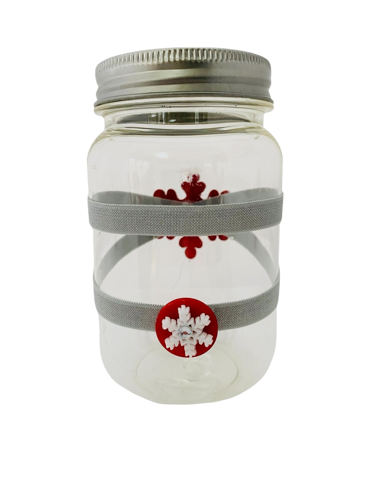 Large Jar Christmas Holiday Silver Red Wooden Snowflake Stocking Stuffer Children's Table Party Candy Favor FREE SHIPPING