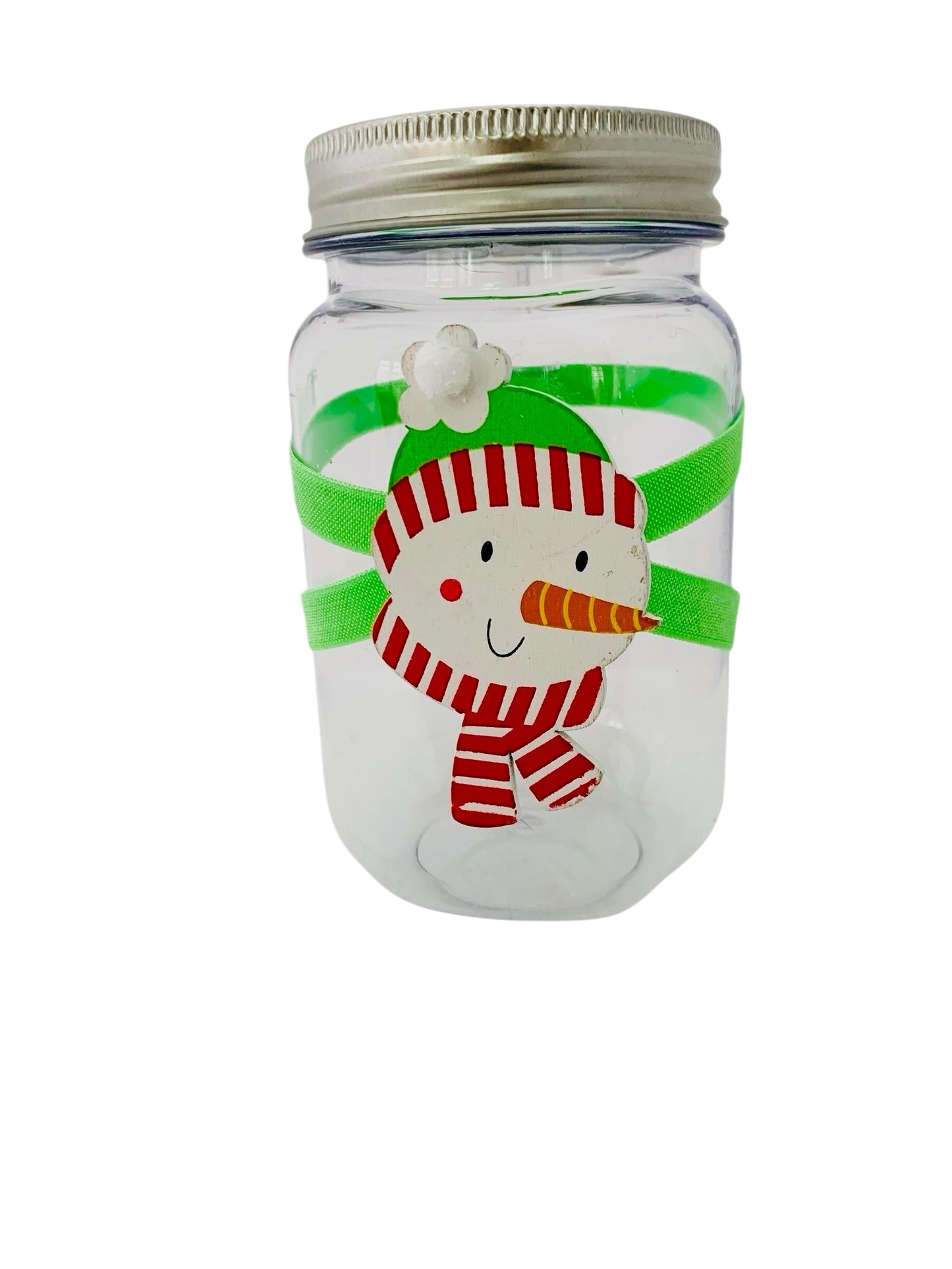 Large Jar Christmas Holiday Lime Green Wooden Snowman Stocking Stuffer Children's Table Party Candy Favor FREE SHIPPING