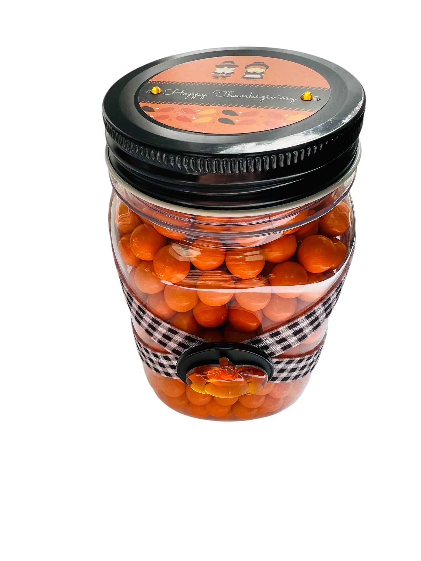 Large Jar Black White Buffalo Plaid Thanksgiving Farmhouse Pumpkins Candy Favor FREE SHIPPING