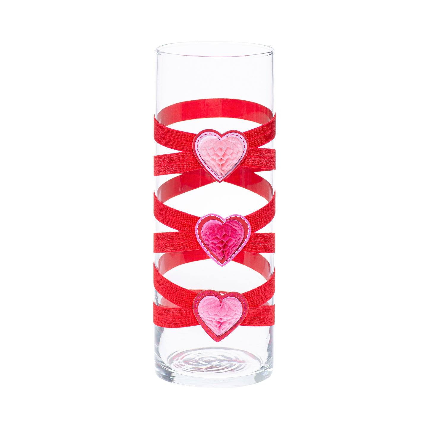 3.5" x 9.5" Vase Red 5X 5 Red White Pink Honeycomb Hearts Valentine Love Collection Complete Set