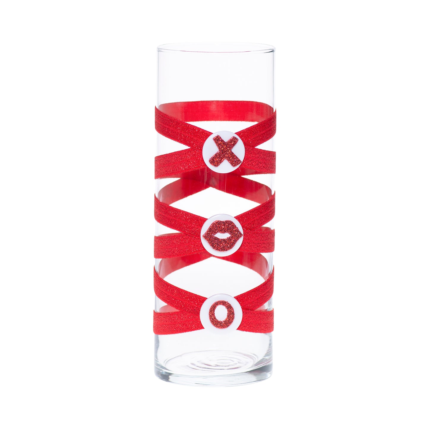 3.5" x 9.5" Vase Red Shiny 5X 5 Medium XOX Lips Heart Valentine Love Collection Complete Set