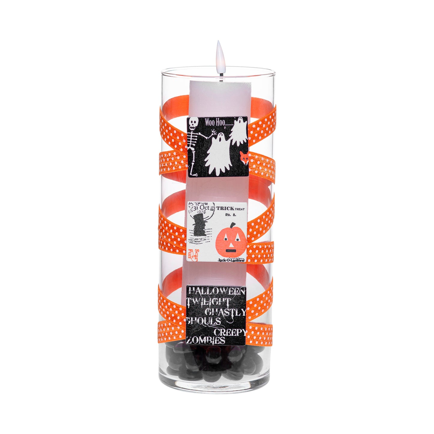 3.5" x 9.5" Vase Orange White Polka Dot 5X 6 Retro Halloween Clips 1 Fall-O-Ween Collection Complete Set