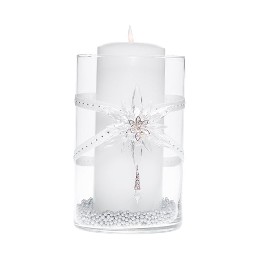 6" x 10" Cylinder White Rhinestone 1X 2 Crystal Silver Star Holiday Collection Complete Set FREE SHIPPING