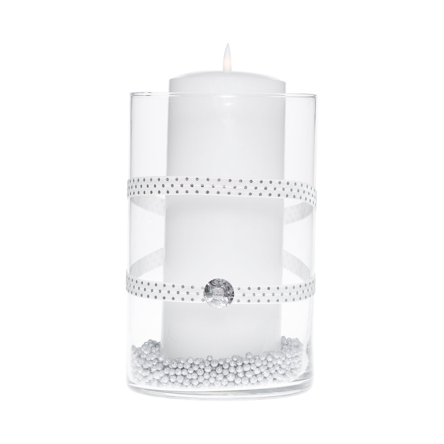 6" x 10" Cylinder White Rhinestone 1X 2 Crystal Silver Star Holiday Collection Complete Set FREE SHIPPING