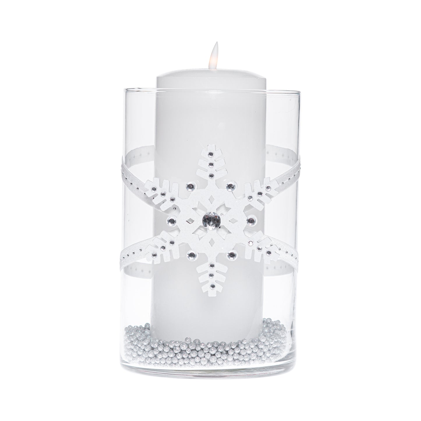 6" x 10" Cylinder White Silver Rhinestone 1X 2 White Gem Wooden Snowflake Holiday Collection Complete Set FREE SHIPPING