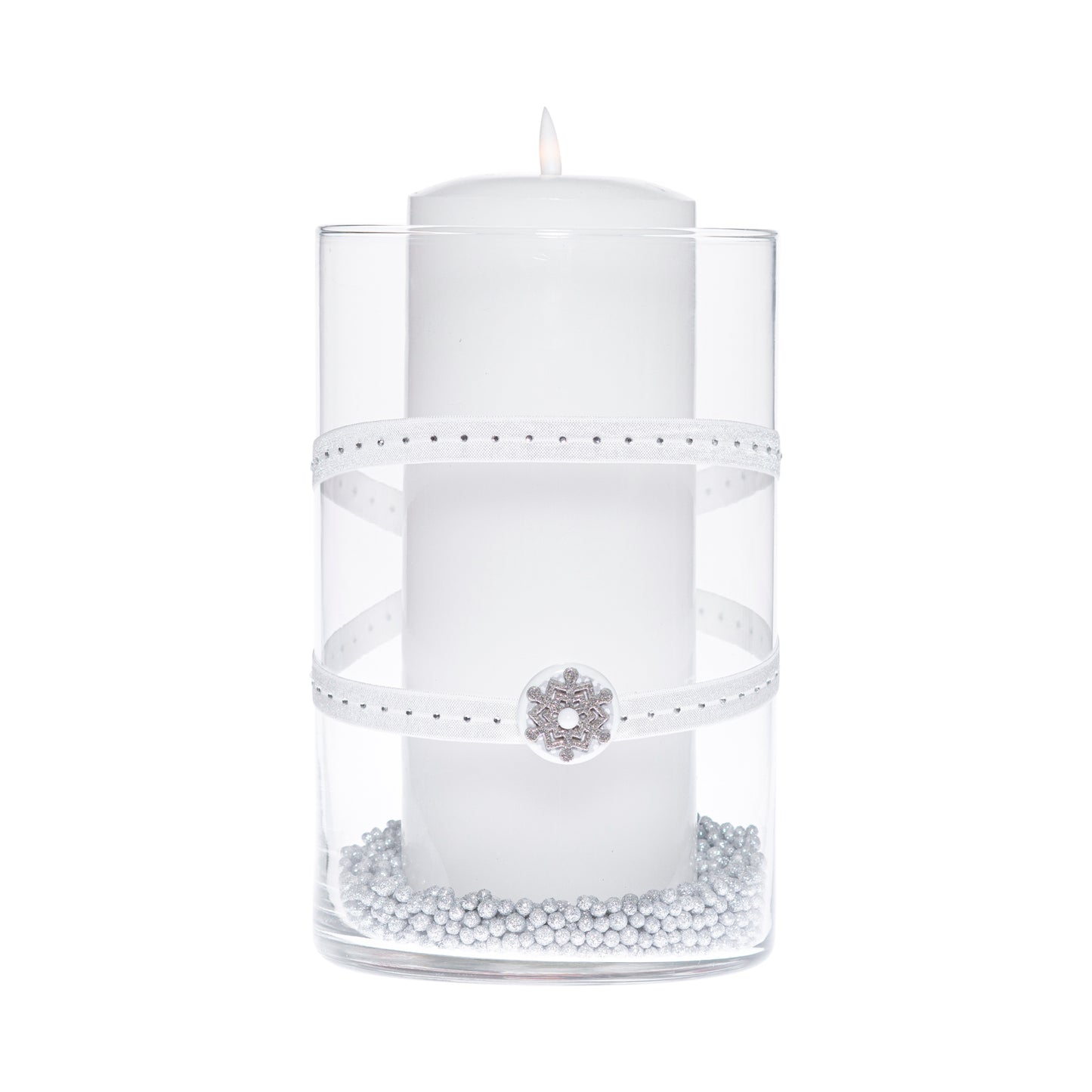 6" x 10" Cylinder White Silver Rhinestone 1X 2 White Gem Wooden Snowflake Holiday Collection Complete Set FREE SHIPPING