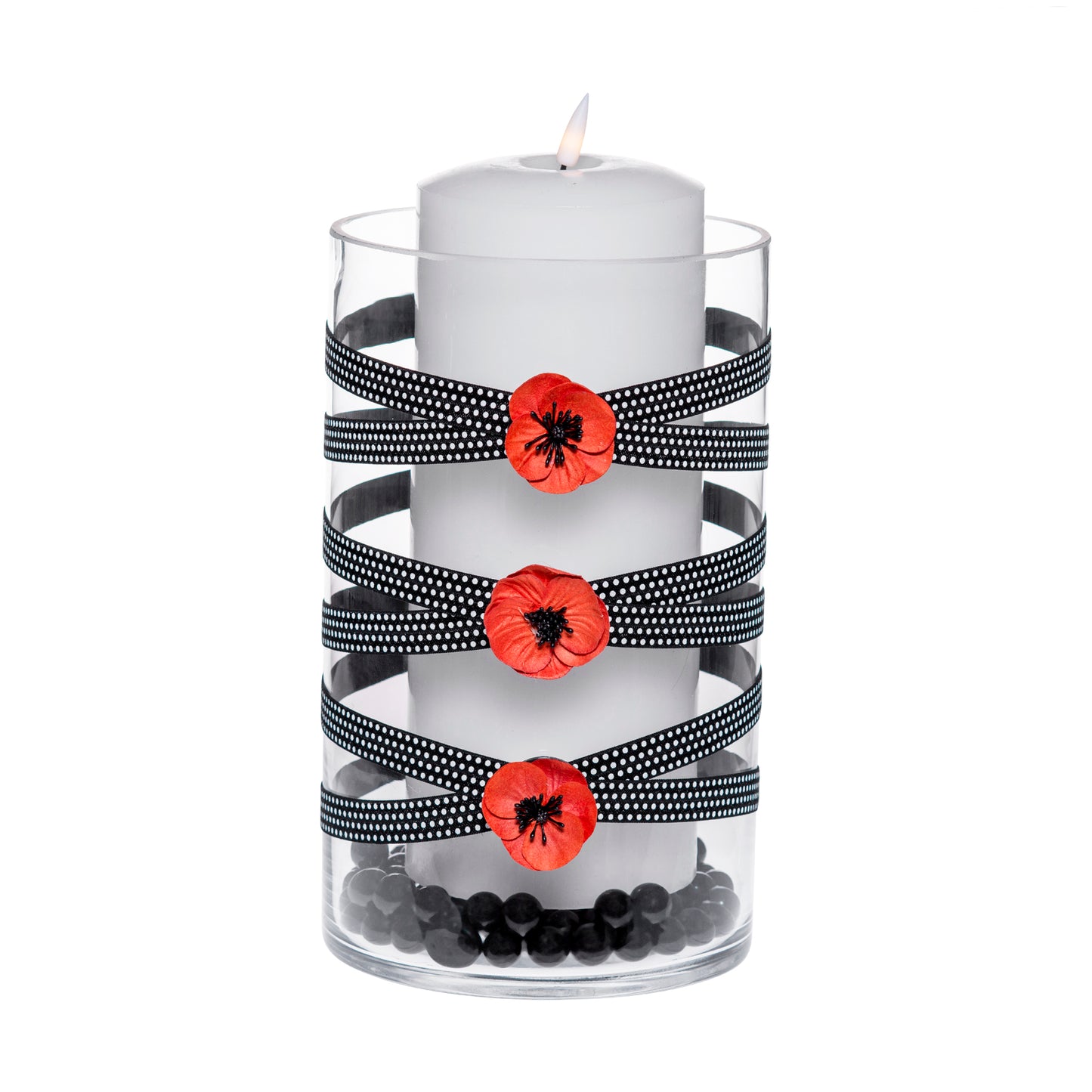 6" x 10" Cylinder Black White Polka Dot 5X 6 Rust Red Poppies Halloween-ish Fall-O-Ween Collection Complete Set