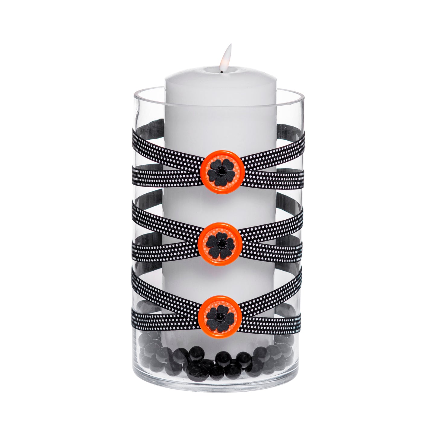 6" x 10" Cylinder Black White Polka Dot 5X 5 Orange Black Paper Flowers Halloween-ish Fall-O-Ween Collection Complete Set