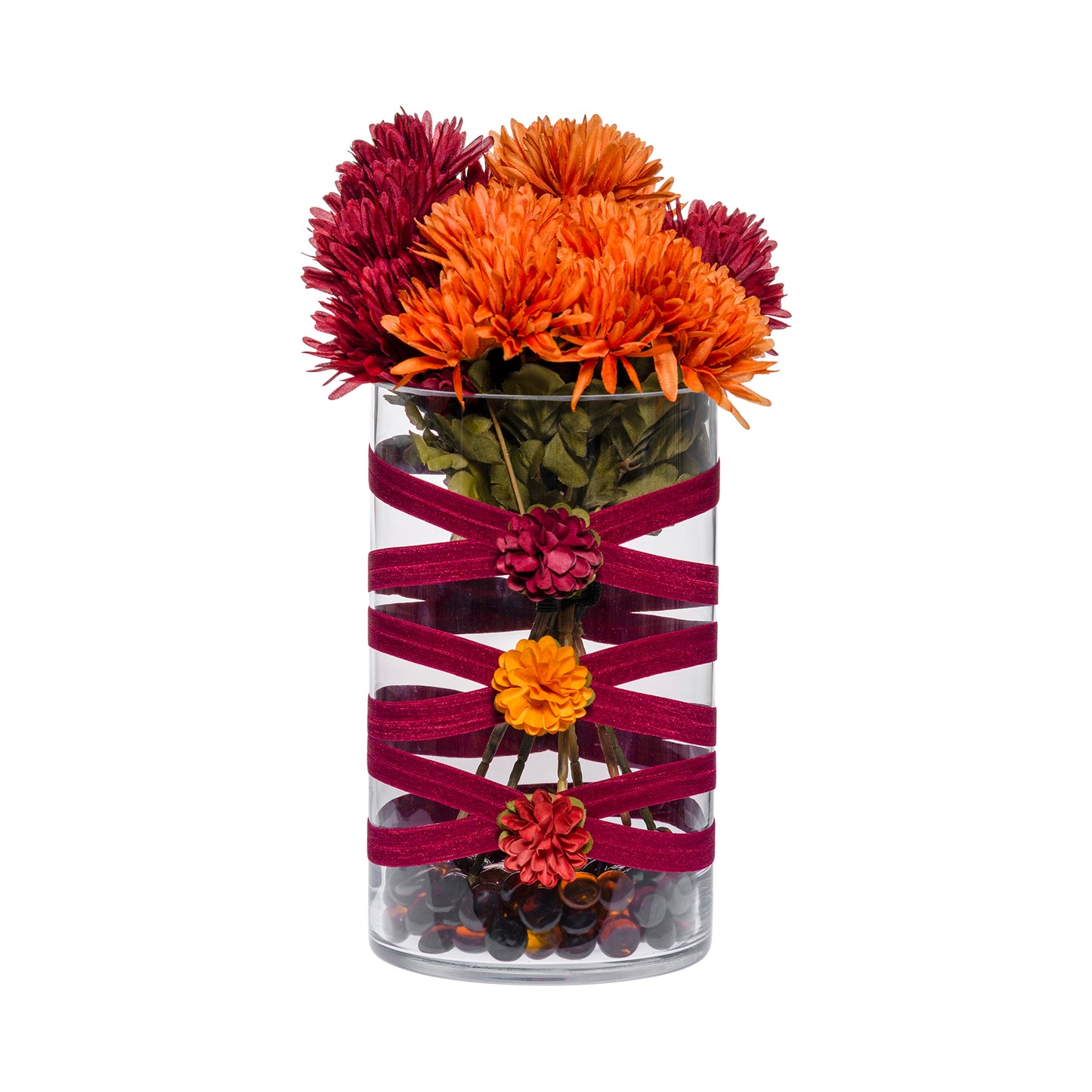 6" x 10" Cylinder Maroon 5X 6 Gold Rust Mums Autumn Fall-O-Ween Collection Complete Set