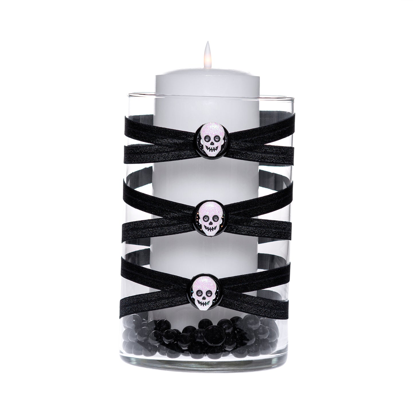6" x 10" Cylinder Black 5X 6 Iridescent Skulls Halloween Fall-O-Ween Collection Complete Set