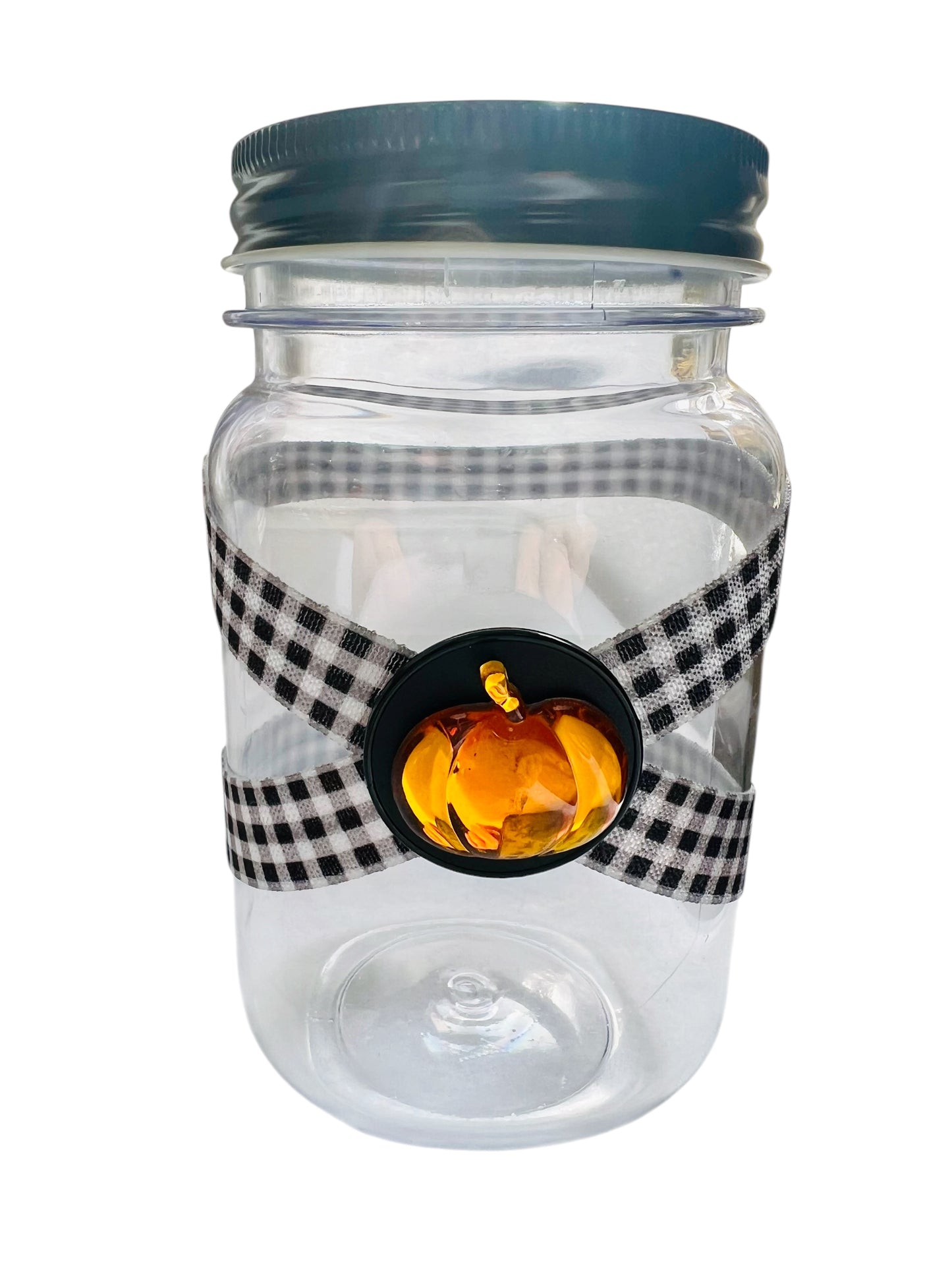 Large Jar Black White Buffalo Plaid Thanksgiving Farmhouse Pumpkins Candy Favor FREE SHIPPING