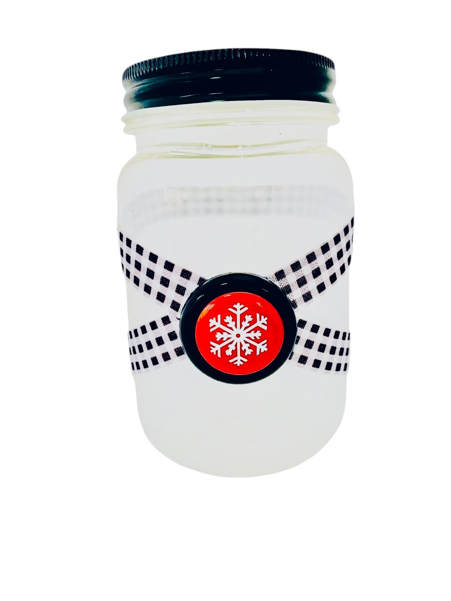 Large Jar Christmas Holiday Black White Buffalo Plaid Red White Snowflake Stocking Stuffer Children's Table Party Candy Favor FREE SHIPPING