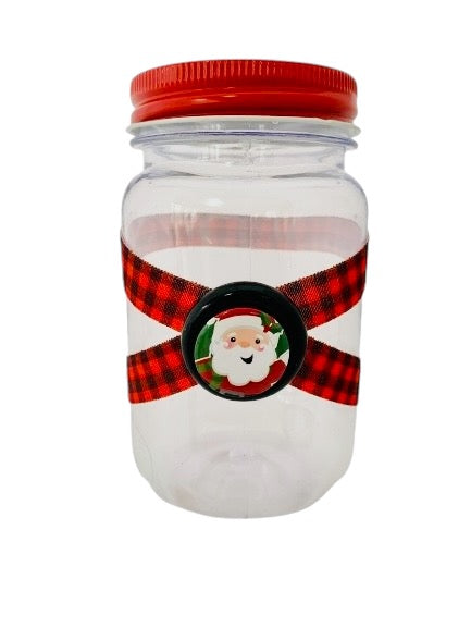 Large Jar Christmas Holiday Red Black Buffalo Plaid Jolly Santa Stocking Stuffer Children's Table Party Candy Favor FREE SHIPPING