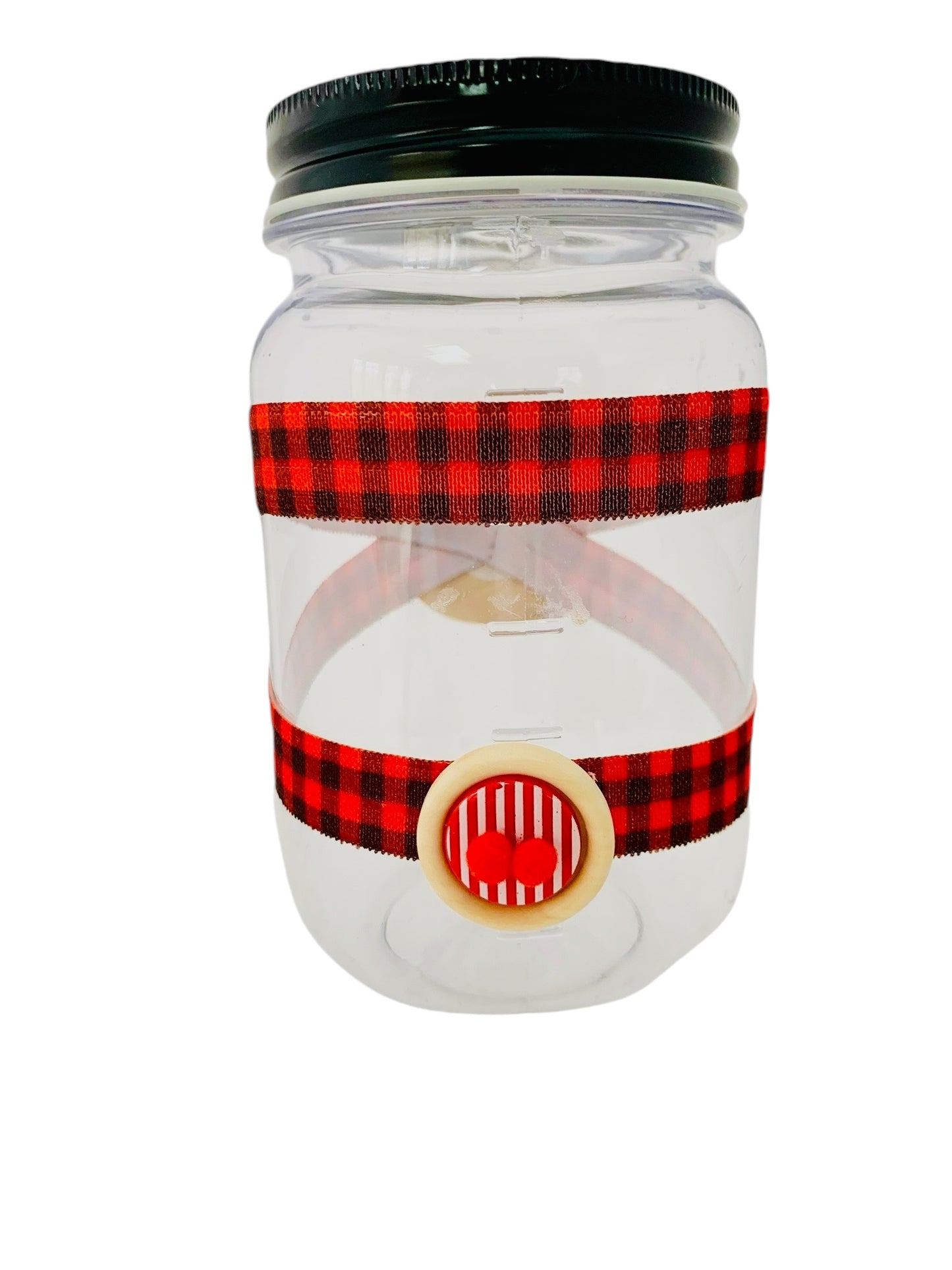 Large Jar Red Black Buffalo Plaid Wood Rudolph Reindeer Stocking Stuffer Children's Table Party Candy Favor FREE SHIPPING