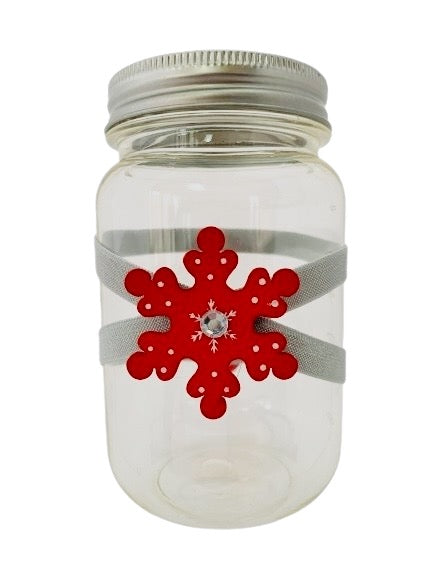 Large Jar Christmas Holiday Silver Red Wooden Snowflake Stocking Stuffer Children's Table Party Candy Favor FREE SHIPPING