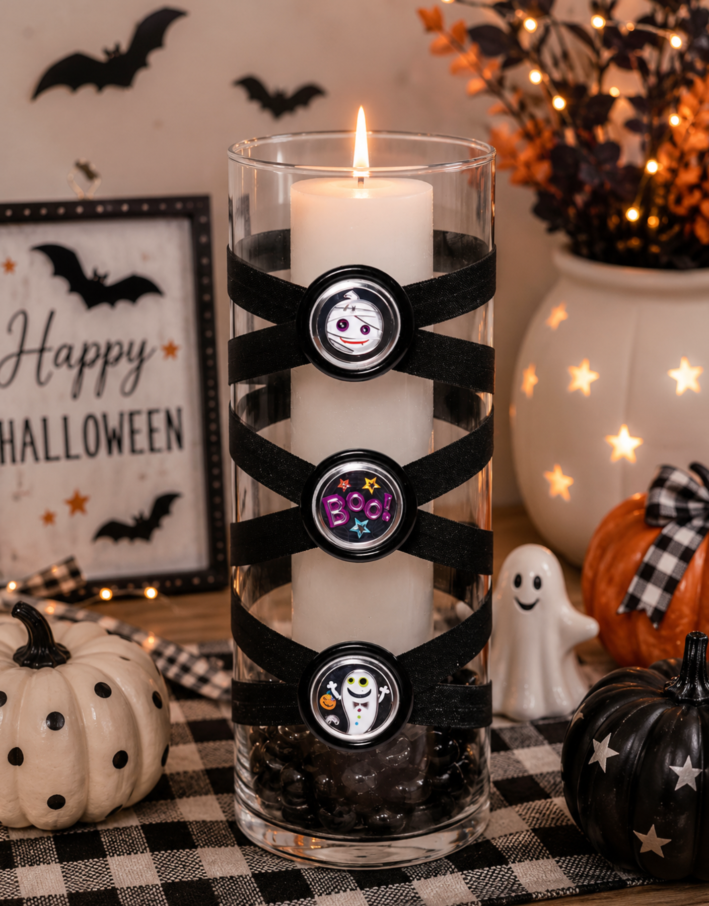 3.5" x 9.5" Vase Black 5X 6 Black Icon Stickers 1 Halloween Collection Complete Set FREE SHIPPING