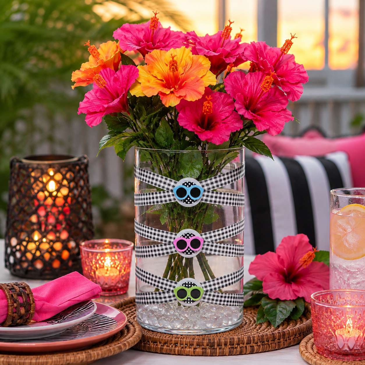 Summer Fun Sunglasses Vase Centerpiece– Colourful Table Décor