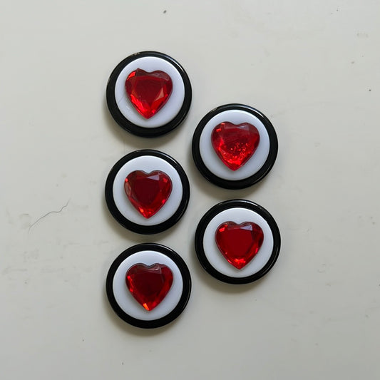 Medium 5 Embellishment Set Black White Red Gem Hearts Black & White Everyday Collection